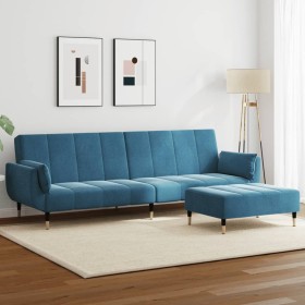 2-seater sofa bed with blue velvet ottoman by , Sofas - Ref: Foro24-3258150, Price: 368,99 €, Discount: %