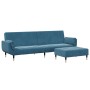 Sofá cama de 2 plazas con taburete terciopelo azul de , Sofás - Ref: Foro24-3258150, Precio: 392,94 €, Descuento: %