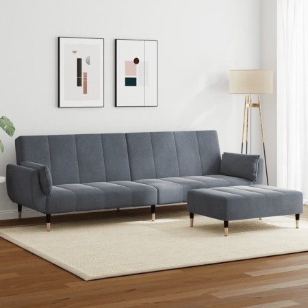 Zweiplätziges Schlafsofa mit dunkelgrauem Samthocker. von , Sofas - Ref: Foro24-3258152, Preis: 447,43 €, Rabatt: %