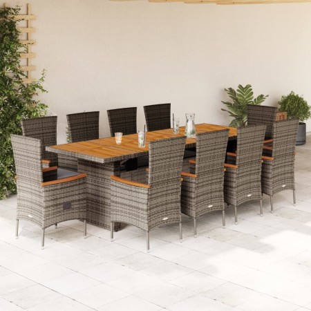 Garten-Essgruppe 11-teilig mit grauen Polstern aus synthetischem Rattan von , Gartensets - Ref: Foro24-3277545, Preis: 1,00 €...