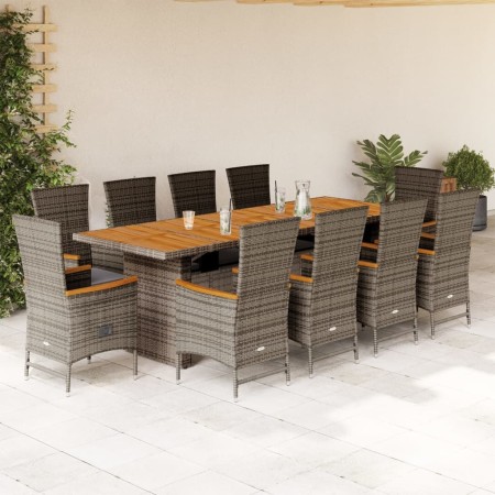 Set de comedor de jardín 11 pzas y cojines ratán sintético gris de , Conjuntos de jardín - Ref: Foro24-3277547, Precio: 1,00 ...