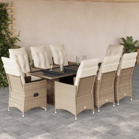 Garten-Essgruppe 9-teilig mit Kissen aus synthetischem Rattan in Beige. von , Gartensets - Ref: Foro24-3276810, Preis: 1,00 €...