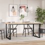 Dining table with solid pine wood frame and iron, 180x90x75cm. by , Kitchen and dining tables - Ref: Foro24-3282678, Price: 1...