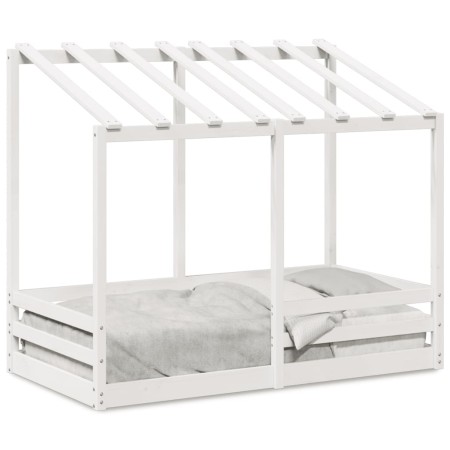 Children's bed with solid white pine wood roof 70x140 cm by , Beds and slatted bases - Ref: Foro24-847016, Price: 176,19 €, D...