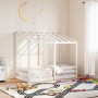 Children's bed with solid white pine wood roof 70x140 cm by , Beds and slatted bases - Ref: Foro24-847016, Price: 176,19 €, D...