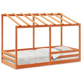 Cama infantil con techo madera maciza pino marrón 90x200 cm de , Camas y somieres - Ref: Foro24-847002, Precio: 210,99 €, Des...