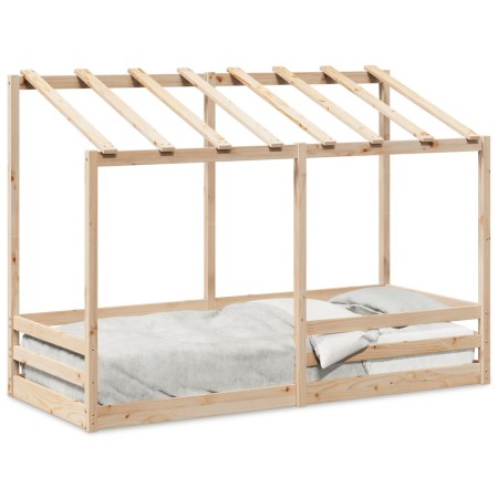 Children's bed with solid pine wood roof 75x190 cm by , Beds and slatted bases - Ref: Foro24-847009, Price: 170,51 €, Discoun...