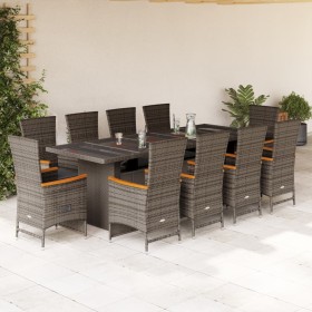 Garten-Essgruppe 11-teilig mit grauen Polstern aus synthetischem Rattan von , Gartensets - Ref: Foro24-3277558, Preis: 1,00 €...