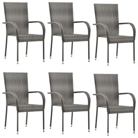 Stackable garden chairs 6 units gray synthetic rattan by vidaXL, Garden chairs - Ref: Foro24-310088, Price: 261,77 €, Discoun...