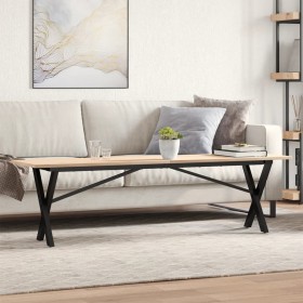 Solid pine wood and iron X-frame coffee table 160x40x45 cm by , Coffee table - Ref: Foro24-3282690, Price: 85,99 €, Discount: %