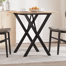 Dining table with X frame made of solid pine wood and iron, 60x60x75 cm. by , Kitchen and dining tables - Ref: Foro24-3282692...