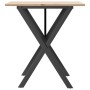 Dining table with X frame made of solid pine wood and iron, 60x60x75 cm. by , Kitchen and dining tables - Ref: Foro24-3282692...