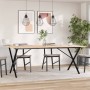 Dining table with solid pine wood and iron frame 200x100x75 cm by , Kitchen and dining tables - Ref: Foro24-3282701, Price: 1...