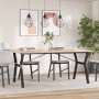 Dining table with solid pine wood and iron frame, 180x90x75cm. by , Kitchen and dining tables - Ref: Foro24-3282722, Price: 1...