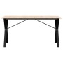 Dining table with solid pine wood and iron frame, 140x80x75cm. by , Kitchen and dining tables - Ref: Foro24-3282720, Price: 1...