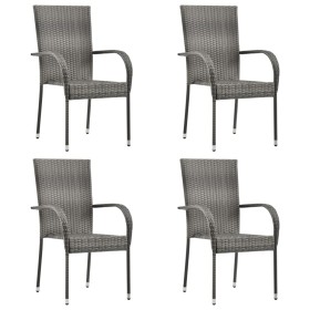 Stackable garden chairs 4 units gray synthetic rattan by vidaXL, Garden chairs - Ref: Foro24-310085, Price: 174,99 €, Discoun...