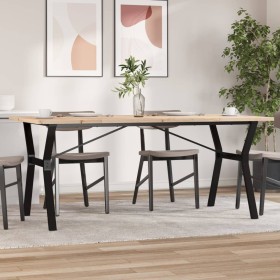 Dining table with solid pine wood and iron frame, 180x90x75.5 cm by , Kitchen and dining tables - Ref: Foro24-3282788, Price:...