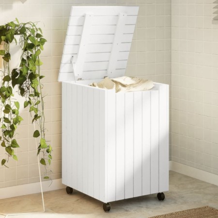 Cesta ropa sucia con ruedas RANA madera pino blanca 45x45x64 cm de , Cestas para ropa - Ref: Foro24-4002334, Precio: 79,42 €,...