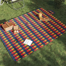 Manta de picnic plegable cuadros terciopelo colores 200x150 cm de , Camping y senderismo - Ref: Foro24-4004204, Precio: 23,97...