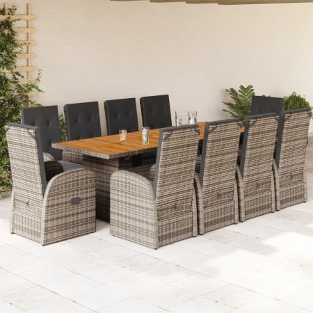 Garten-Essgruppe 11-teilig mit grauen Polstern aus synthetischem Rattan von , Gartensets - Ref: Foro24-3277593, Preis: 1,00 €...