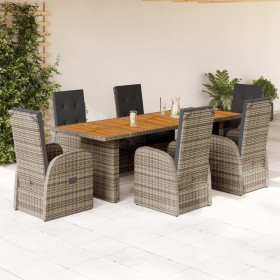 Set comedor jardín 7 pzas y cojines ratán sintético gris de , Conjuntos de jardín - Ref: Foro24-3277591, Precio: 1,00 €, Desc...