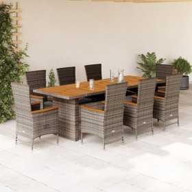 Set comedor jardín 9 pzas y cojines ratán sintético gris de , Conjuntos de jardín - Ref: Foro24-3277564, Precio: 1,00 €, Desc...