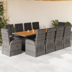 Garten-Essgruppe 11-teilig mit grauen Polstern aus synthetischem Rattan von , Gartensets - Ref: Foro24-3277615, Preis: 1,00 €...