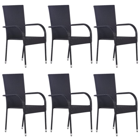 Stackable garden chairs 6 units black synthetic rattan by vidaXL, Garden chairs - Ref: Foro24-310087, Price: 300,79 €, Discou...