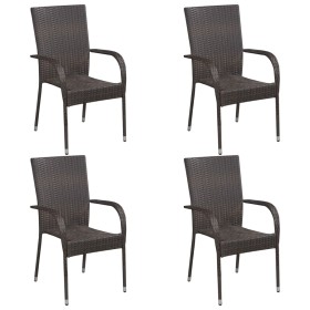 Stackable garden chairs 4 units brown synthetic rattan by vidaXL, Garden chairs - Ref: Foro24-310083, Price: 199,99 €, Discou...