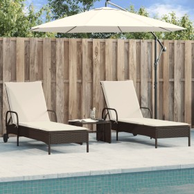 Sun loungers with cushions 2 units synthetic brown rattan by , Loungers - Ref: Foro24-3261435, Price: 327,99 €, Discount: %