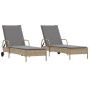 Liegestühle mit Kissen, 2 Stück, aus synthetischem Rattan in Beige. von , Liegen - Ref: Foro24-3261437, Preis: 327,95 €, Raba...