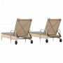 Liegestühle mit Kissen, 2 Stück, aus synthetischem Rattan in Beige. von , Liegen - Ref: Foro24-3261437, Preis: 327,95 €, Raba...