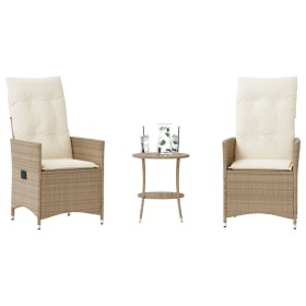 Garden set 3 pieces synthetic rattan chairs and table with beige cushion by , Garden sets - Ref: Foro24-365655, Price: 260,99...