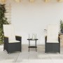 Small table and chairs with 3 black synthetic rattan cushions. by , Garden sets - Ref: Foro24-365657, Price: 265,06 €, Discou...