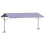 Free-standing awning, blue and white fabric and steel, 600x300 cm. by , Umbrellas - Ref: Foro24-368934, Price: 352,78 €, Disc...