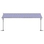 Free-standing awning, blue and white fabric and steel, 600x300 cm. by , Umbrellas - Ref: Foro24-368934, Price: 352,78 €, Disc...