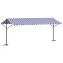 Free-standing awning, blue and white fabric and steel, 600x300 cm. by , Umbrellas - Ref: Foro24-368934, Price: 352,78 €, Disc...