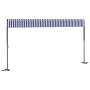 Free-standing awning, blue and white fabric and steel, 600x300 cm. by , Umbrellas - Ref: Foro24-368934, Price: 352,78 €, Disc...