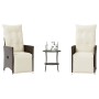 Garden chairs and table with cushions 3 pieces brown PE rattan by , Garden sets - Ref: Foro24-365674, Price: 284,64 €, Discou...