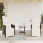 Garden chairs and table with cushions 3 pieces brown PE rattan by , Garden sets - Ref: Foro24-365674, Price: 284,64 €, Discou...