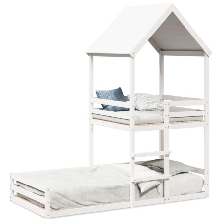 Bed with solid white pine wood roof 90x190 cm by , Beds and slatted bases - Ref: Foro24-3282397, Price: 287,82 €, Discount: %