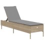 Sun lounger with beige synthetic rattan cushion by , Loungers - Ref: Foro24-4002722, Price: 148,82 €, Discount: %