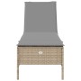 Sun lounger with beige synthetic rattan cushion by , Loungers - Ref: Foro24-4002722, Price: 148,82 €, Discount: %