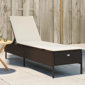 Lounger with brown synthetic rattan cushion by , Loungers - Ref: Foro24-4002720, Price: 148,99 €, Discount: %