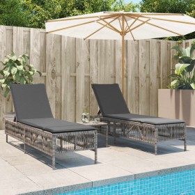 Sun loungers with small table, 2 units, synthetic gray rattan by , Loungers - Ref: Foro24-4002748, Price: 267,11 €, Discount: %