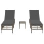 Sun loungers with small table, 2 units, synthetic gray rattan by , Loungers - Ref: Foro24-4002748, Price: 267,11 €, Discount: %