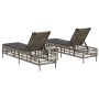 Sun loungers with small table, 2 units, synthetic gray rattan by , Loungers - Ref: Foro24-4002748, Price: 267,11 €, Discount: %