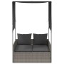 Double sun lounger with roof and gray synthetic rattan curtains by , Loungers - Ref: Foro24-4002757, Price: 226,05 €, Discoun...