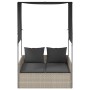 Double sun lounger with roof and light gray synthetic rattan curtains by , Loungers - Ref: Foro24-4002760, Price: 225,99 €, D...