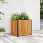 Jardinera de madera maciza de acacia y acero 45x45x44 cm de , Maceteros y jardineras - Ref: Foro24-367610, Precio: 64,48 €, D...